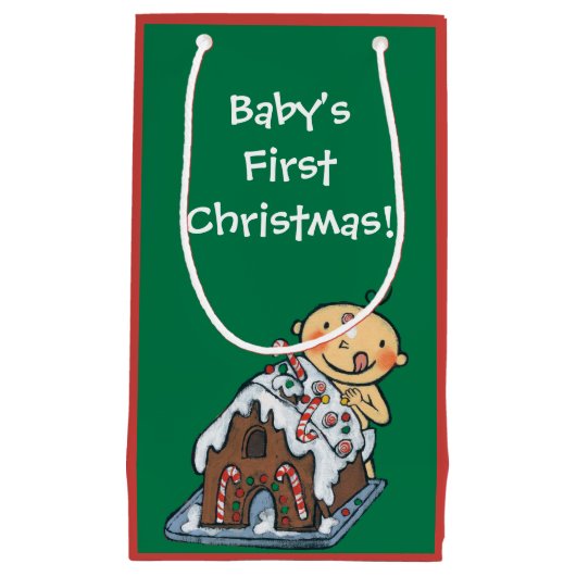 クリスマスのためのお菓子の家を飾ること スモールペーパーバッグ (正面)