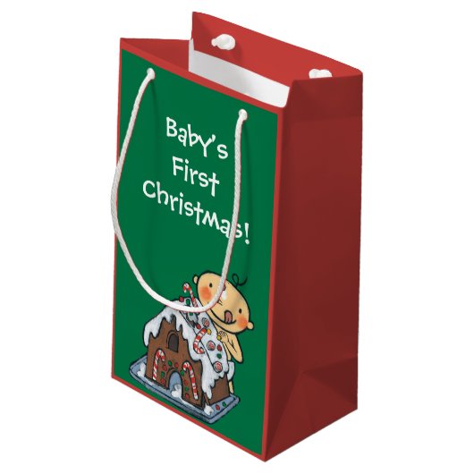 クリスマスのためのお菓子の家を飾ること スモールペーパーバッグ (裏面アングル)