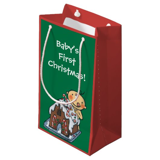 クリスマスのためのお菓子の家を飾ること スモールペーパーバッグ (正面アングル)