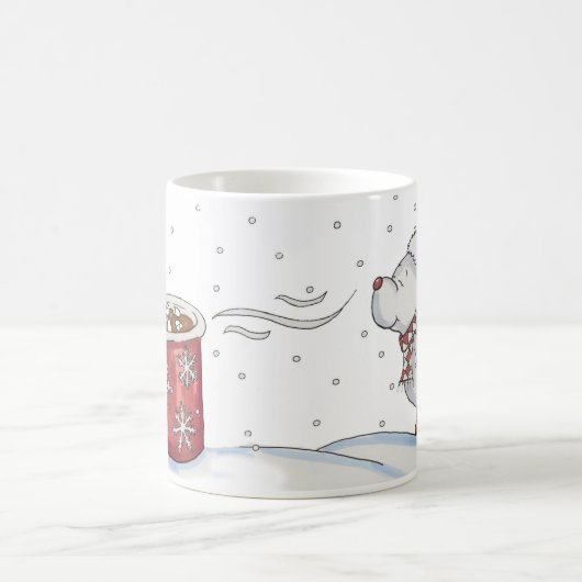 クリスマスのためのかわいい手描きのマウスのデザイン コーヒーマグカップ (中央)