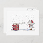 クリスマスのためのかわいい手描きのマウスのデザイン シーズンポストカード (正面/裏面)