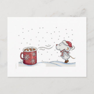 クリスマスのためのかわいい手描きのマウスのデザイン シーズンポストカード