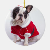 クリスマスのためのサンタの衣裳のフレンチ・ブルドッグ セラミックオーナメント (裏面)