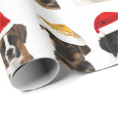 クリスマスのためのサンタハットラッピング紙の犬 ラッピングペーパー (ロールコーナー)