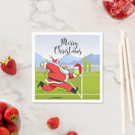 クリスマスのためのテニスボールとサンタクロースパーティー スタンダードカクテルナプキン (インサイチュ)