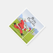 クリスマスのためのテニスボールとサンタクロースパーティー スタンダードカクテルナプキン (角)