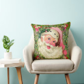 クリスマスのためのヴィンテージピンクのサンタ クッション (椅子)