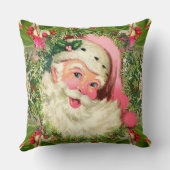 クリスマスのためのヴィンテージピンクのサンタ クッション (裏面)