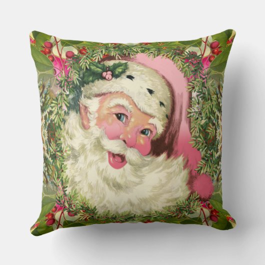 クリスマスのためのヴィンテージピンクのサンタ クッション (裏面)