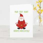 クリスマスのための休日のサンタクロースの幸せなヨガ カード (黄色い花)