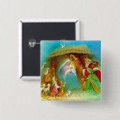 クリスマスのための出生場面ギフト 缶バッジ (正面&裏面)