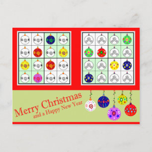 クリスマスのための多彩のSudoku シーズンポストカード