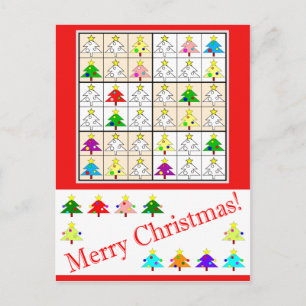 クリスマスのための多彩のSudoku シーズンポストカード