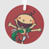 クリスマスのための弓で包まれたなベビー オーナメント (裏面)