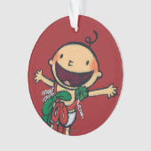 クリスマスのための弓で包まれたなベビー オーナメント (正面)