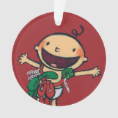 クリスマスのための弓で包まれたなベビー オーナメント (正面)
