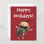 クリスマスのための弓で包まれたなベビー シーズンポストカード (正面/裏面)