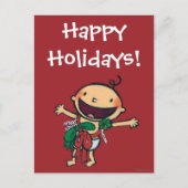 クリスマスのための弓で包まれたなベビー シーズンポストカード (正面)