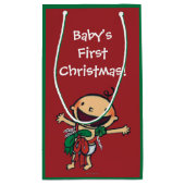 クリスマスのための弓で包まれたなベビー スモールペーパーバッグ (裏面)