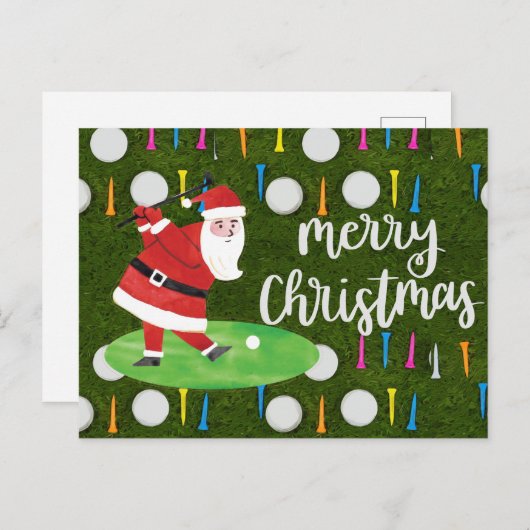 クリスマスのための彼らとサンタクロース付きゴルフボール シーズンポストカード (正面/裏面)