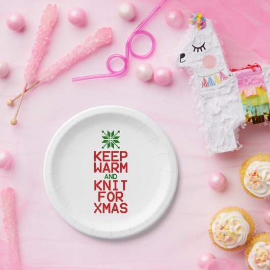 クリスマスのための暖かく、ニット保って下さい ペーパープレート (パーティー)