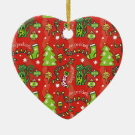 クリスマスのための猫 セラミックオーナメント