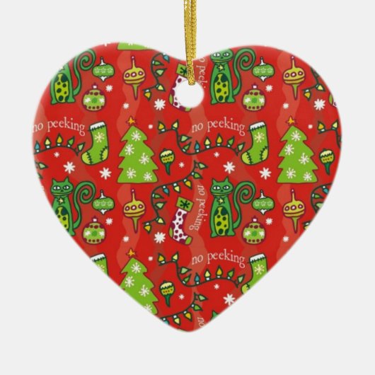 クリスマスのための猫 セラミックオーナメント (正面)