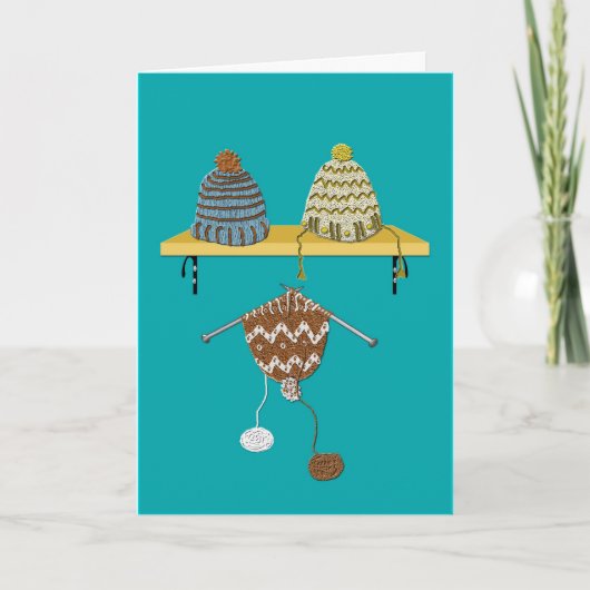 クリスマスのための編み物の帽子 シーズンカード (正面)