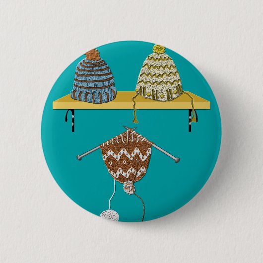 クリスマスのための編み物の帽子 缶バッジ (正面)