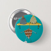 クリスマスのための編み物の帽子 缶バッジ (正面&裏面)