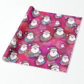 クリスマスのための美しいピンクの紙吹雪サンタス ラッピングペーパー (アンロールド)