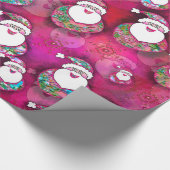 クリスマスのための美しいピンクの紙吹雪サンタス ラッピングペーパー (コーナー)