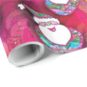 クリスマスのための美しいピンクの紙吹雪サンタス ラッピングペーパー (ロールコーナー)