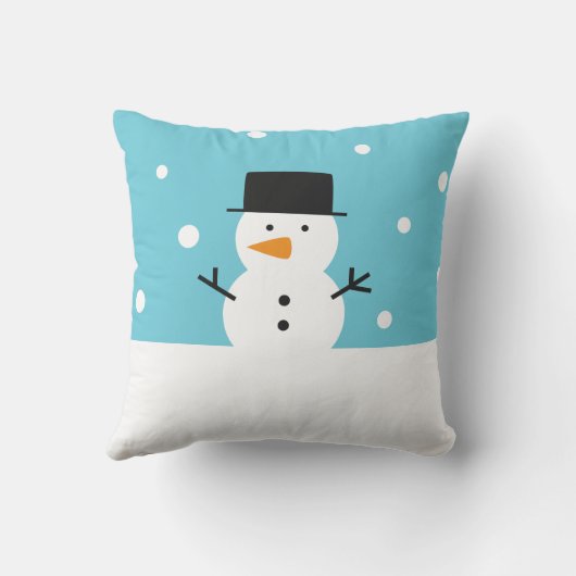 クリスマスのための雪の背景のかわいい雪だるま クッション (裏面)