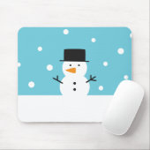 クリスマスのための雪の背景のかわいい雪だるま マウスパッド (マウス)