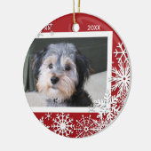 クリスマスのための雪片の写真フレーム セラミックオーナメント (左)