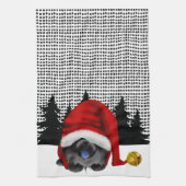 クリスマスのためのGNOME 黒のCHOW - キッチンタオル (縦)