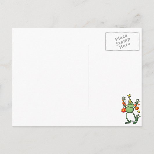 クリスマスのつまらないものと祝っている緑カエル シーズンポストカード (裏面)