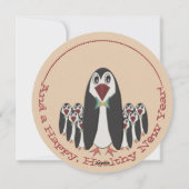 クリスマスのつる木にのまわりにあるペンギン シーズンカード (裏面)