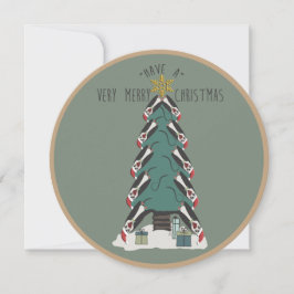 クリスマスのつる木にのまわりにあるペンギン シーズンカード