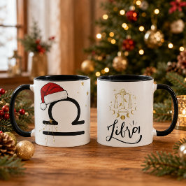 クリスマスのてんびん座サンタ帽子 マグカップ