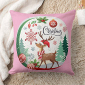 クリスマスのぬくもりを感じる円形イラスト クッション (ブランケット)