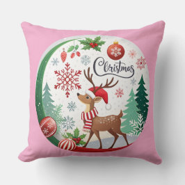 クリスマスのぬくもりを感じる円形イラスト クッション