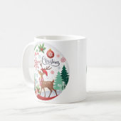 クリスマスのぬくもりを感じる円形イラスト コーヒーマグカップ (正面左)