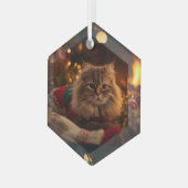 クリスマスのぬくもりを感じる猫のオーナメント ガラスオーナメント (正面左)