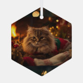 クリスマスのぬくもりを感じる猫のオーナメント ガラスオーナメント (裏面)