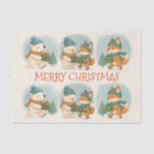 クリスマスのぬくもり動物ティッシュペーパー 薄葉紙 (正面)