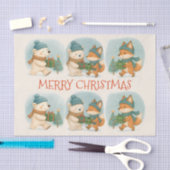 クリスマスのぬくもり動物ティッシュペーパー 薄葉紙 (クラフト)