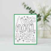 クリスマスのぬりえ Noel 署名欄あり ポストカード (スタンド正面)