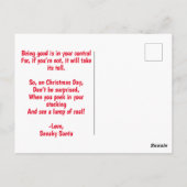 クリスマスのはがきに人が石炭を手に入れる ポストカード (裏面)